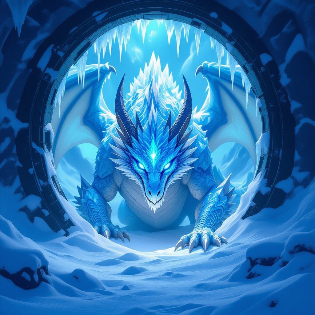 Ice Dragon Guardian in Frozen Wasteland