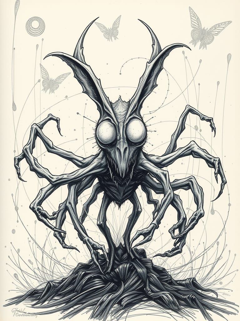 Surreal Creature in Abstract Setting