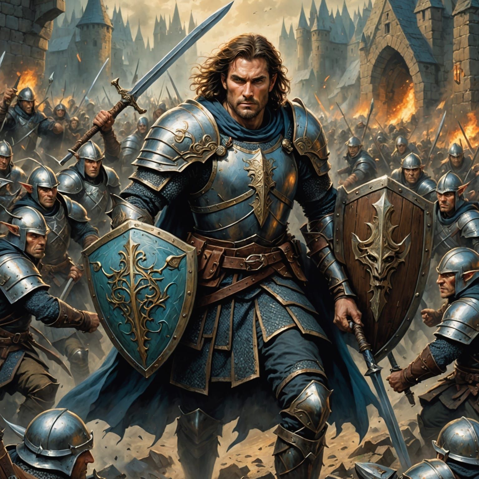 Paladin Surges Through Goblin Horde with Magical Shield