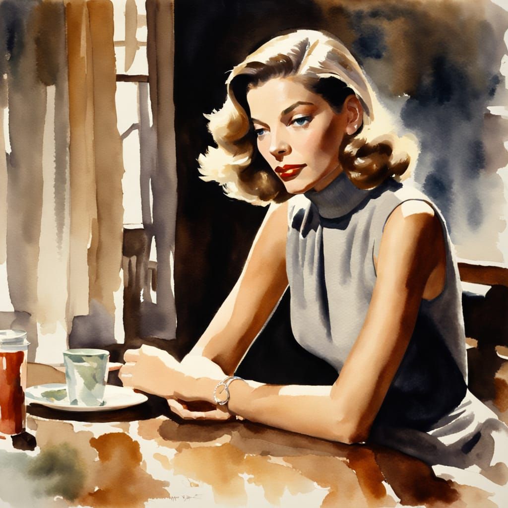 Impressionistic Watercolor Portrait of a Young Woman in Thou...