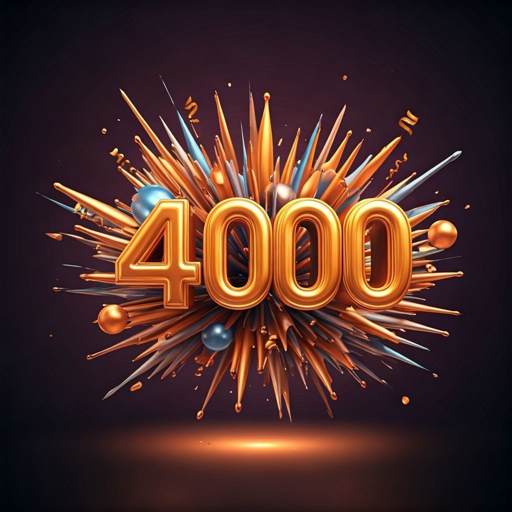 Vibrant Celebration of 4000 Likes with Neon Colors