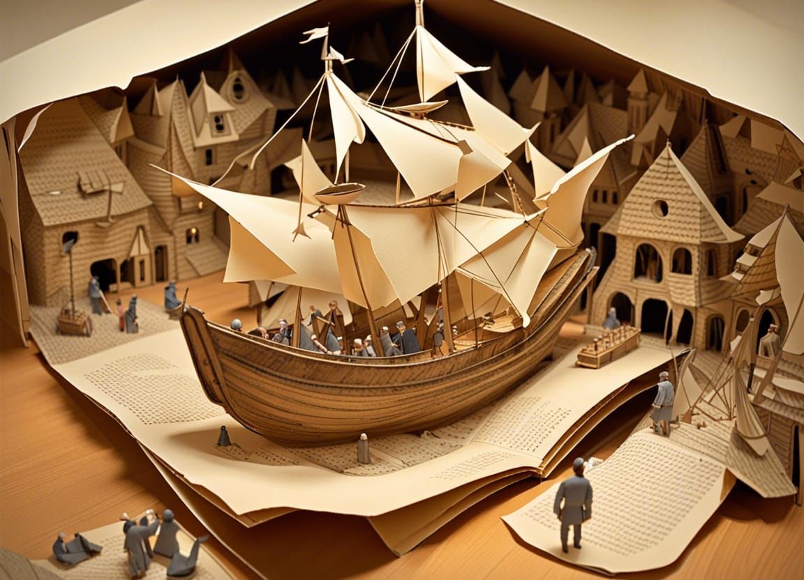 Pop-up book with Gulliver Captures The Blefuscu Fleet