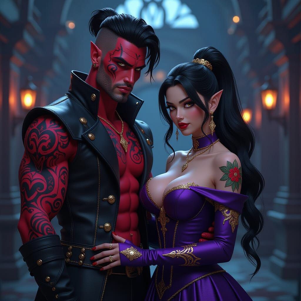 Gothic Scene with Mystical Characters in 3D Animation