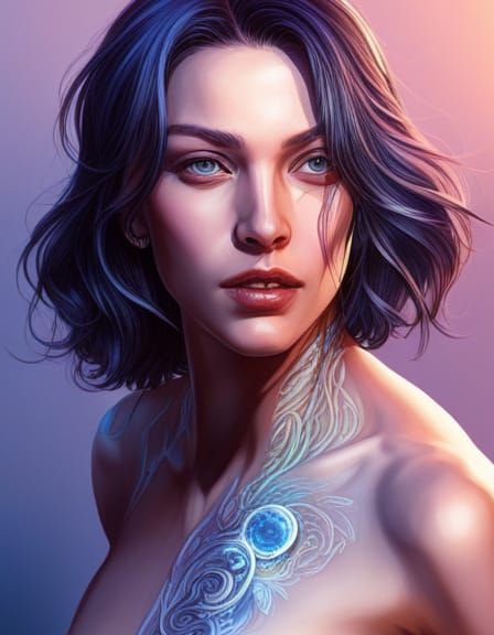 Detailed Portrait in Art Nouveau Style