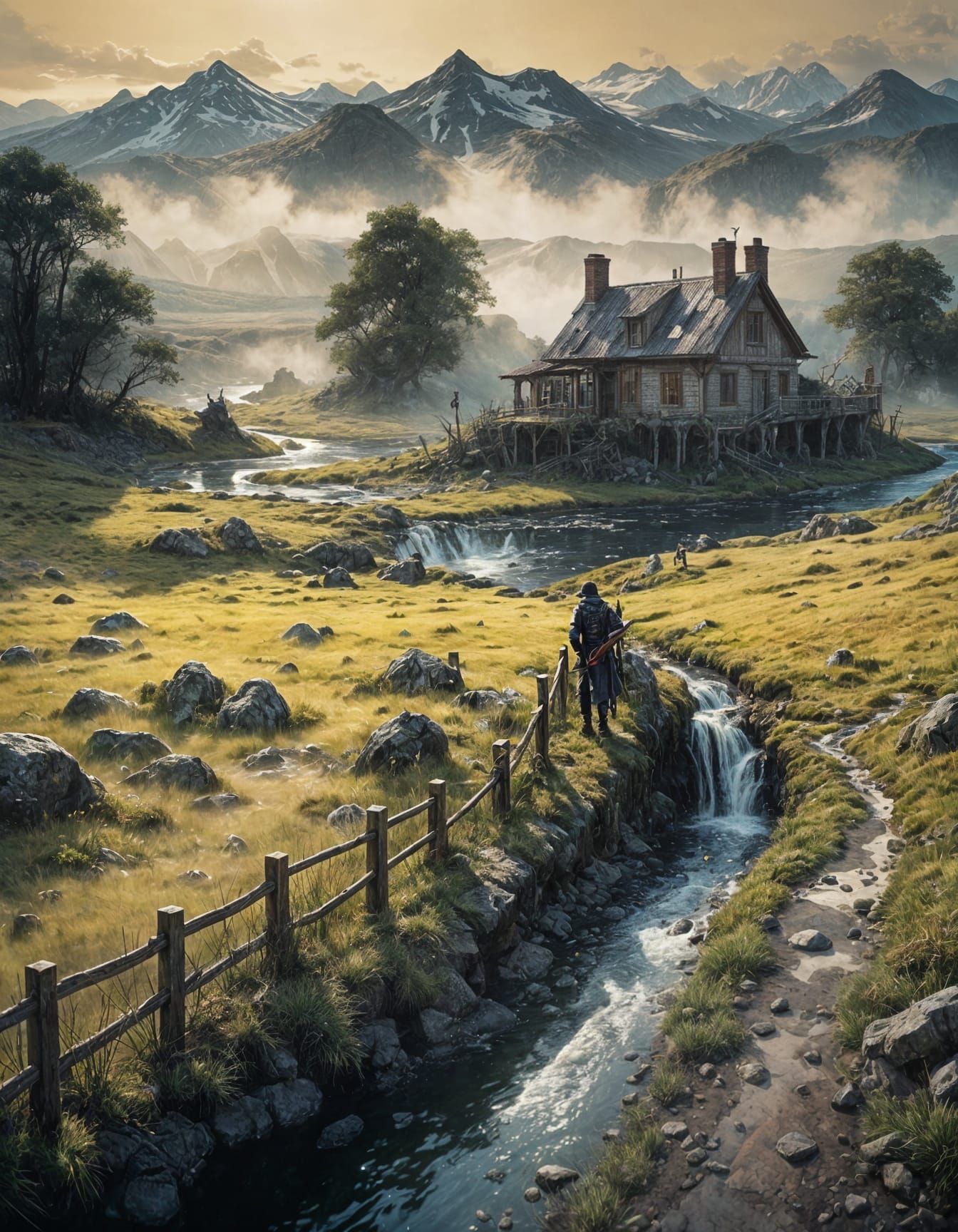 Surreal Masterpiece: Intricately Detailed Fantasy Landscape....