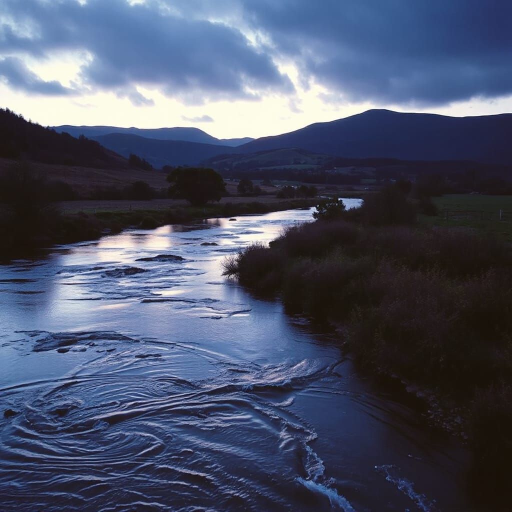 Rural Landscape at the River Esk in Cumberland, England
