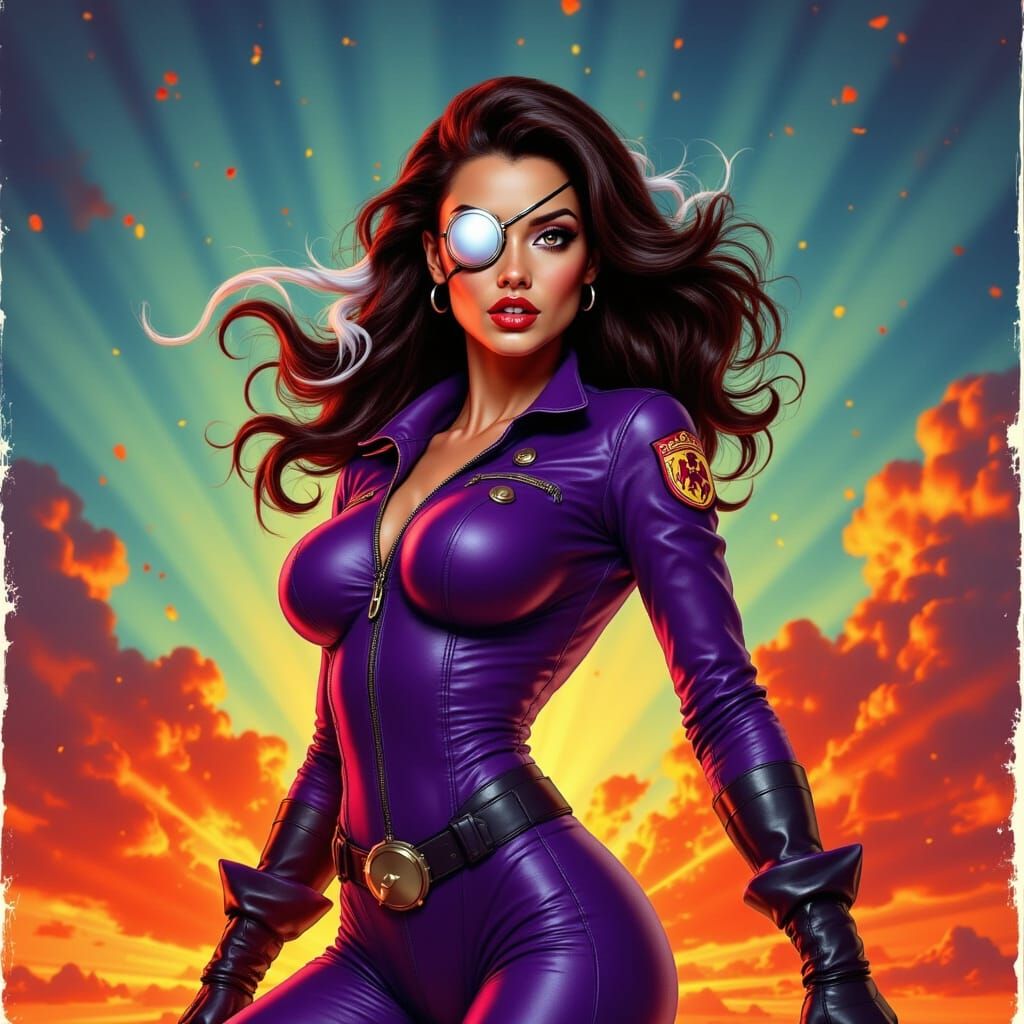 Sci-Fi Comic Book Illustration of Brunette Character
