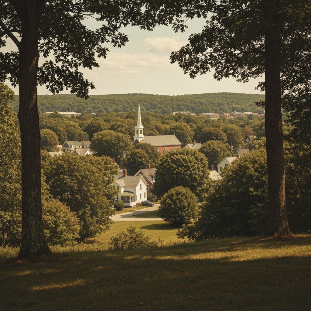Quaint New England Town in Classic American Painting Style