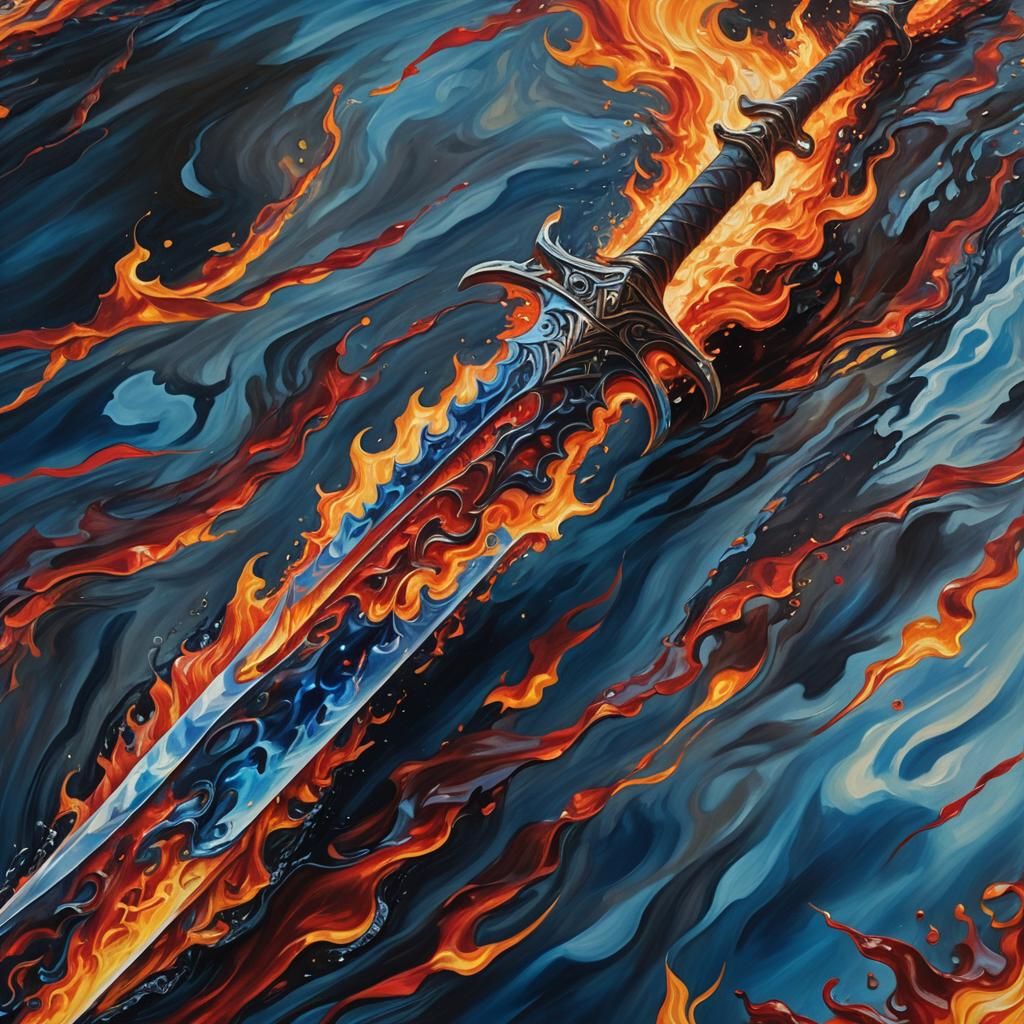 Chaotic Sword Pierces the Void in Surrealism Style