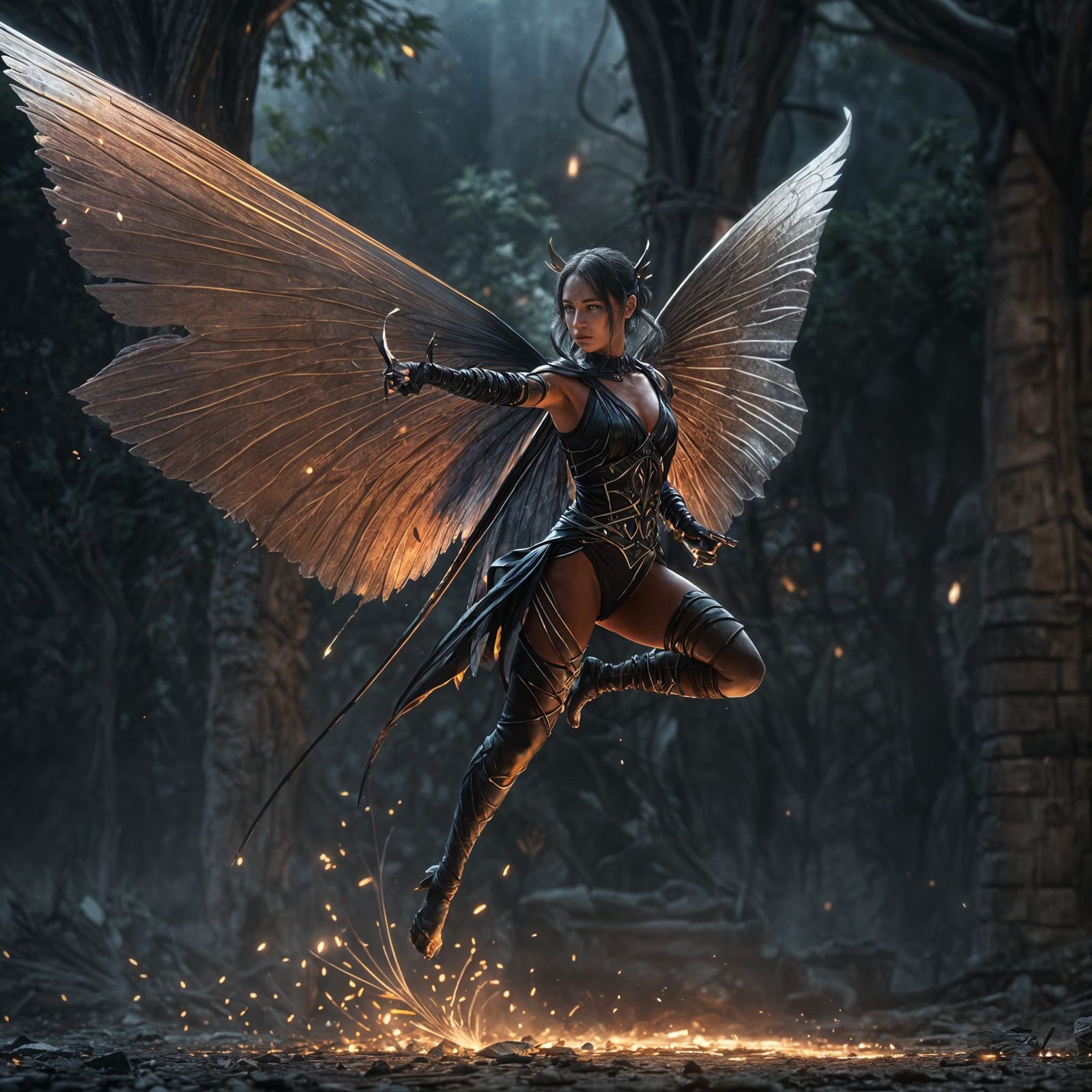 Elegant Assassin Fairy with Knife, Ethereal Concept Art