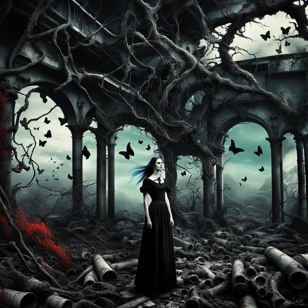 Gothic Model with Black Butterflies and Decayed Trees