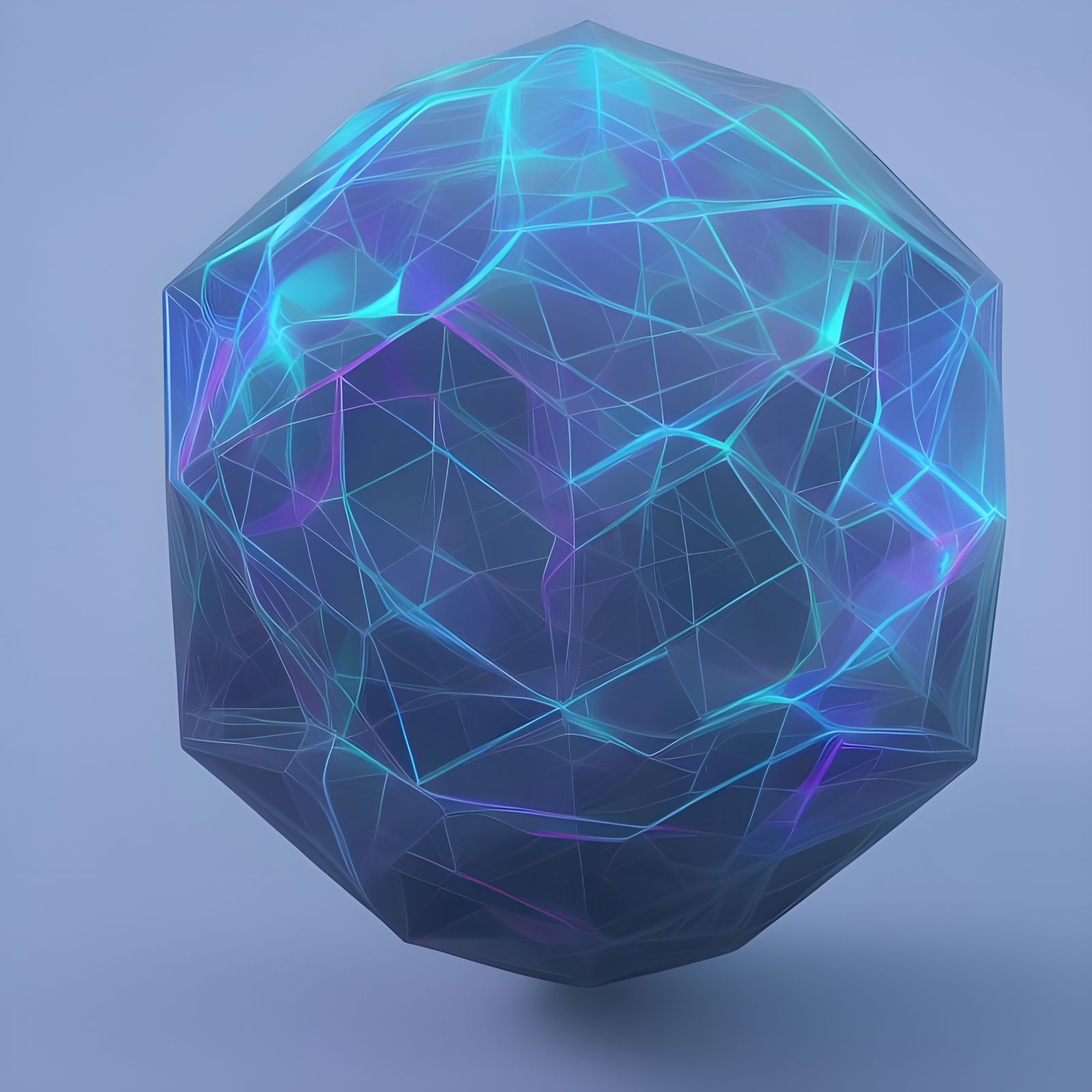Geometric Tesseract Hologram in Generative Art Style