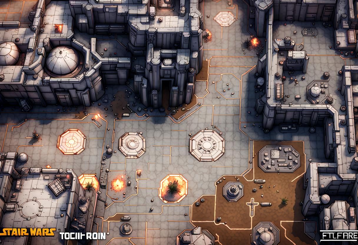 Cyberpunk Battlemap: Sci-Fi City in Ruins