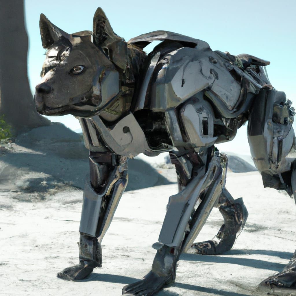 Armored Wolf Warrior in Robot Exo Suit