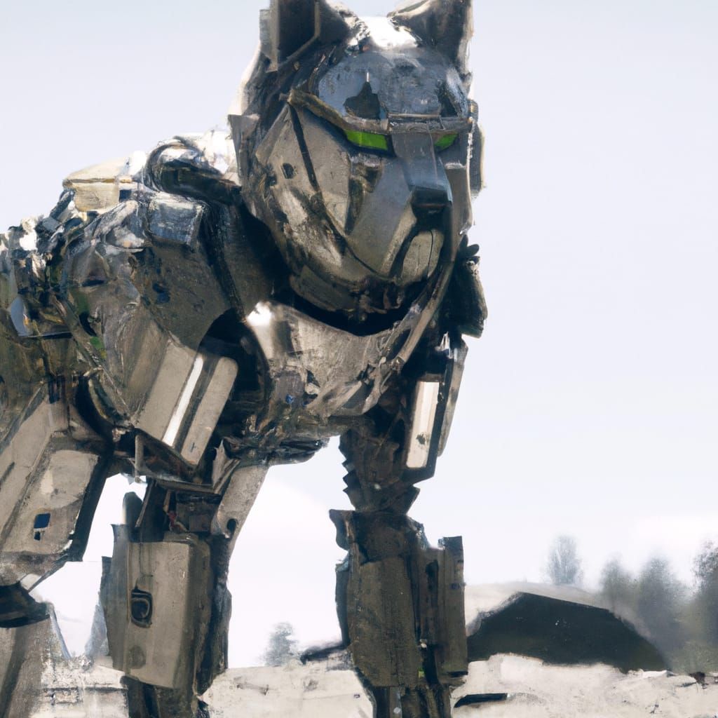 Armored Wolf Warrior in Gunmetal Robot Suit