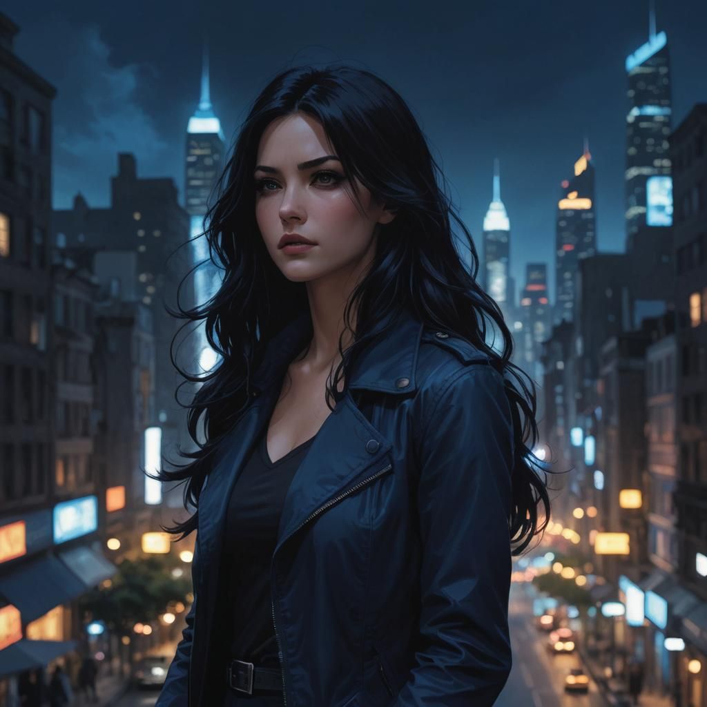 Woman with Blue Aura in Comic Book Style