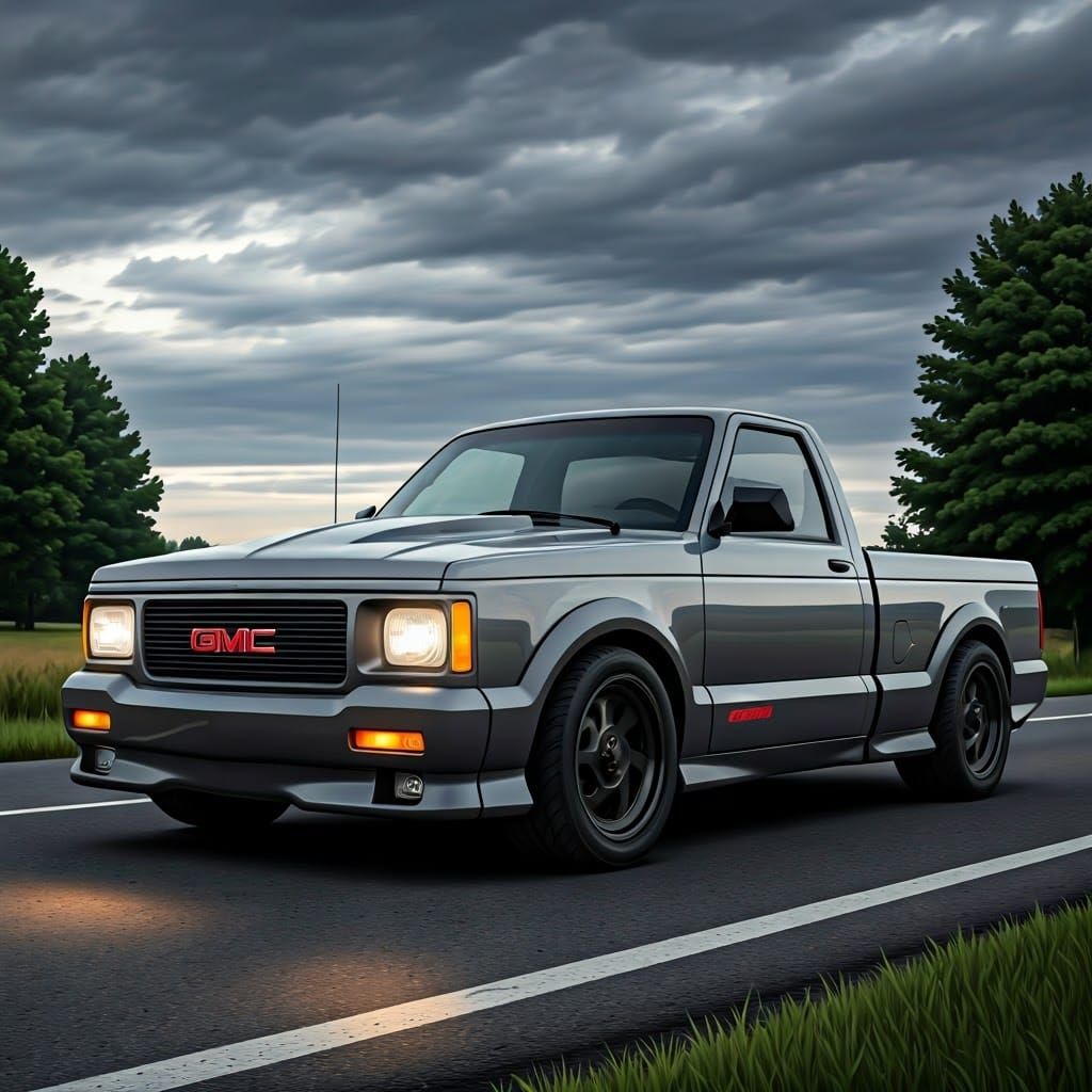 Anime Style GMC Syclone on Country Road