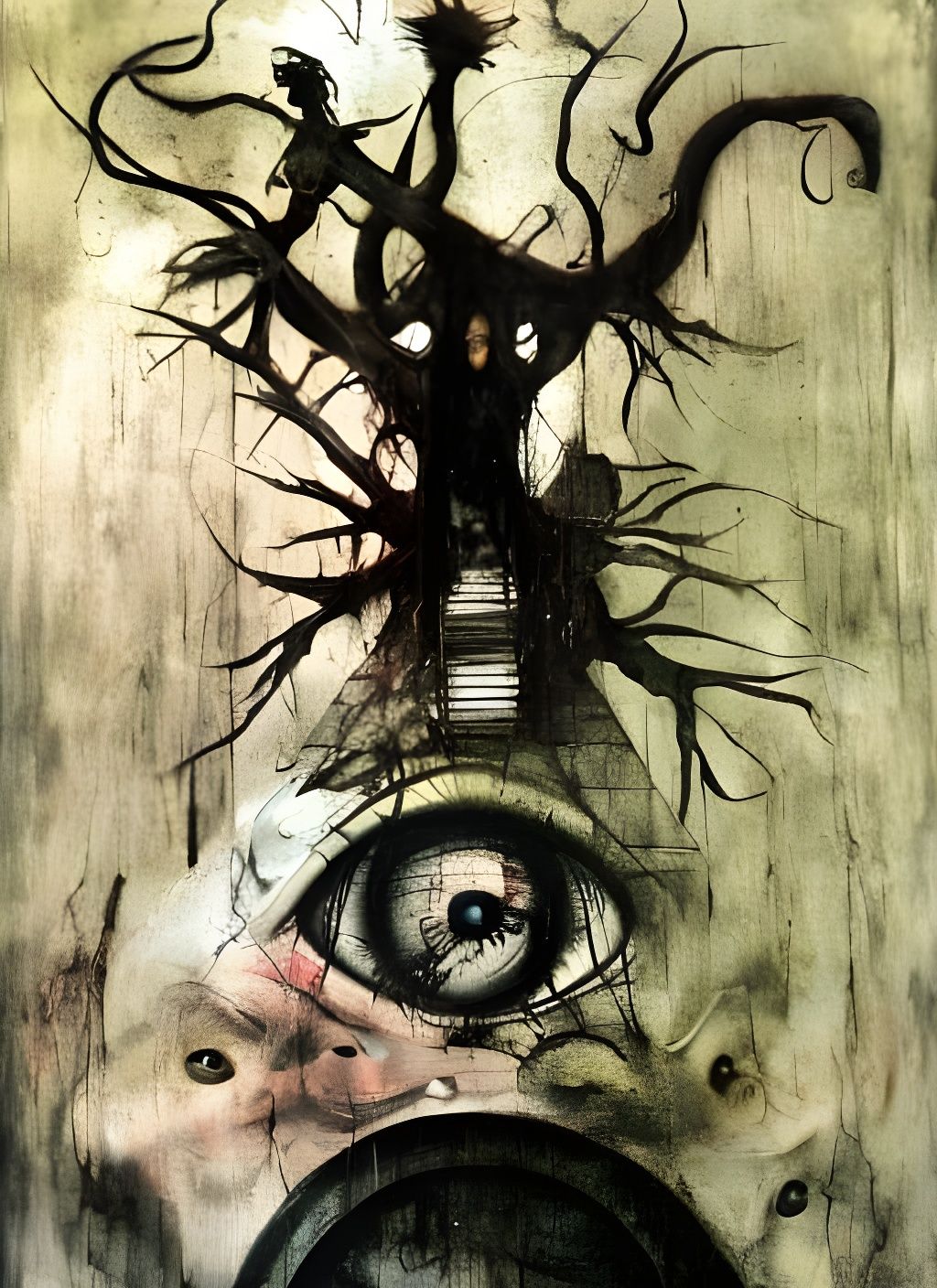 Surreal Pyramid Necrosis with Bloated Eyeball