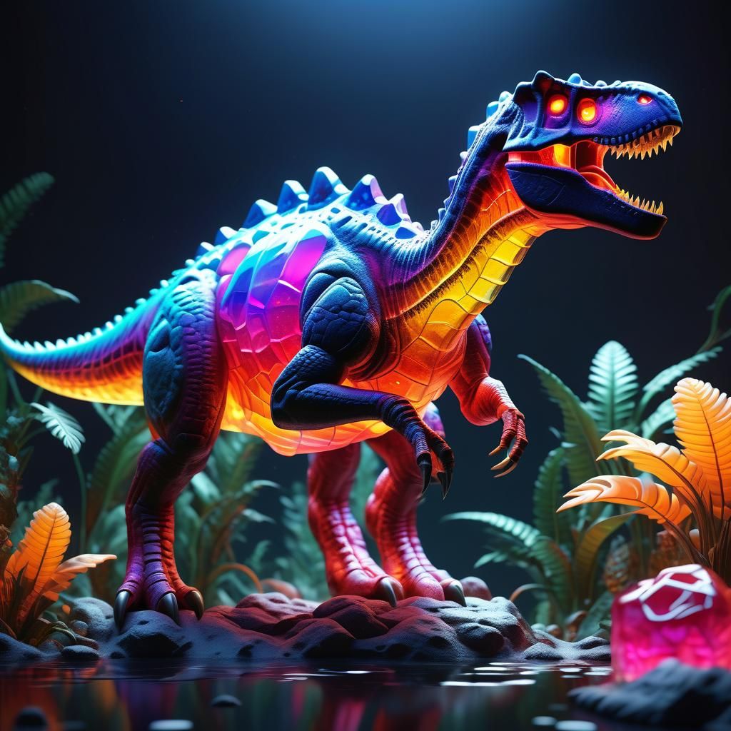 Dinosaur Jelly Sculpture: Detailed Matte Painting