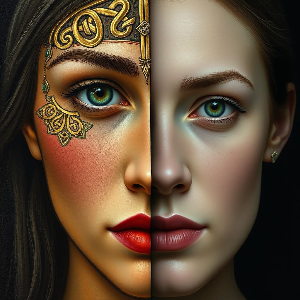 Surreal Face Portraits Combine Medieval Illumination with Di...