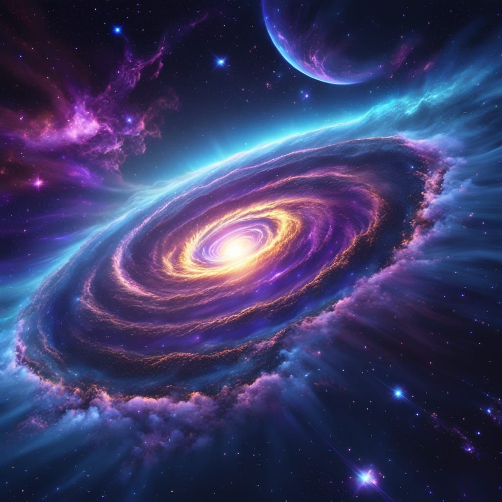 Vibrant Pulsar in a Cosmic Digital Painting