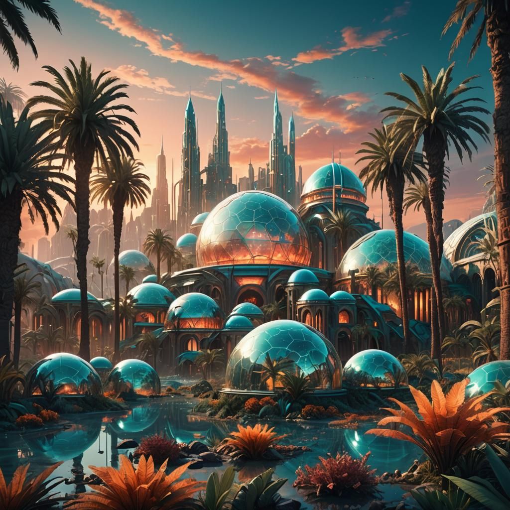 Dystopian City in a Terraform Landscape