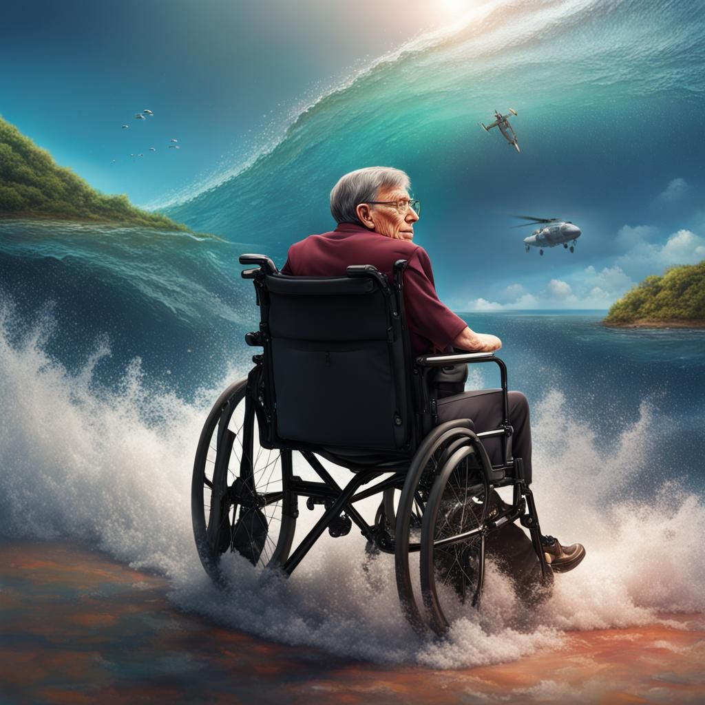 Hyperrealistic Stephen Hawking Portrait with Colorful Accent...