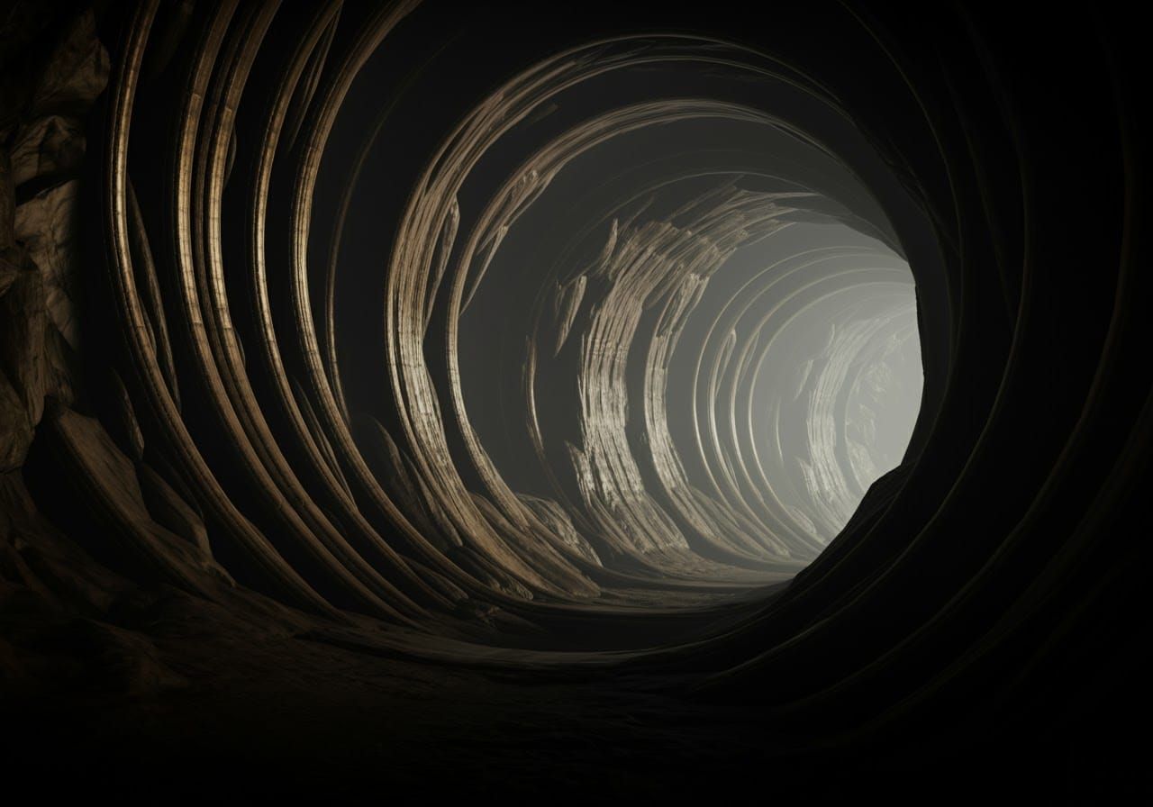 Majestic Cave Tunnel with Cinematic Lighting