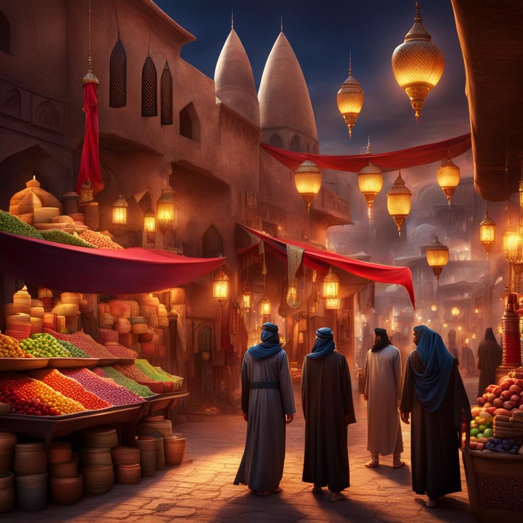 Fantasy Arabian Market Scene
