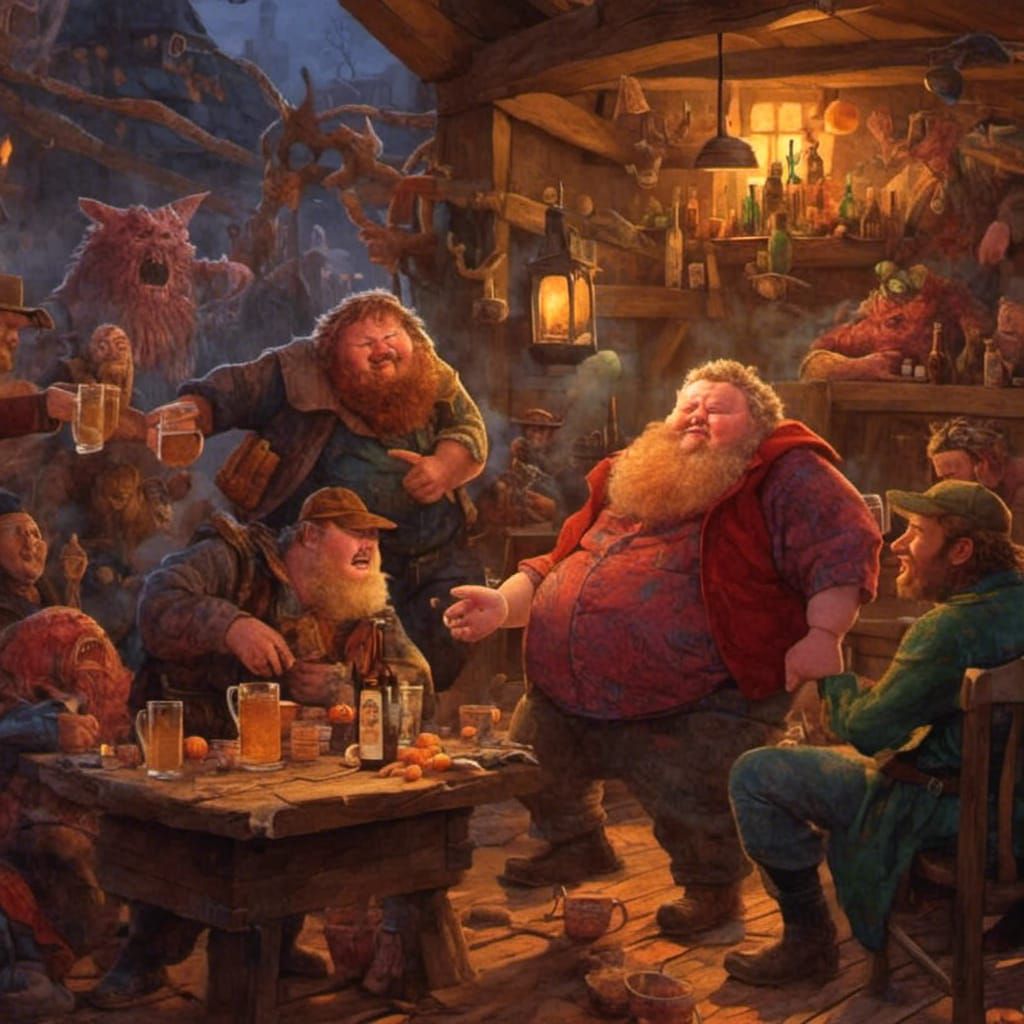 Halloween Monsters Enjoying Beer in Mid-Century Style