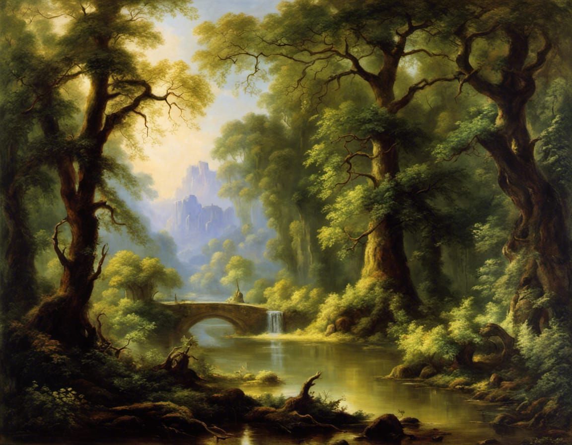 Elven City in Enchanted Forest Landscape