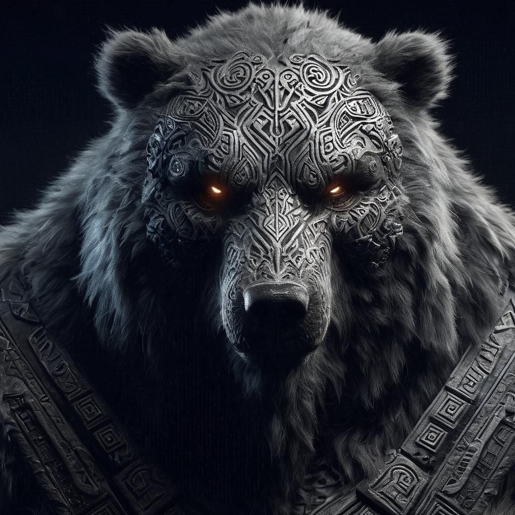 Ominous Kodiak Bear Barbarian in Silver Fur