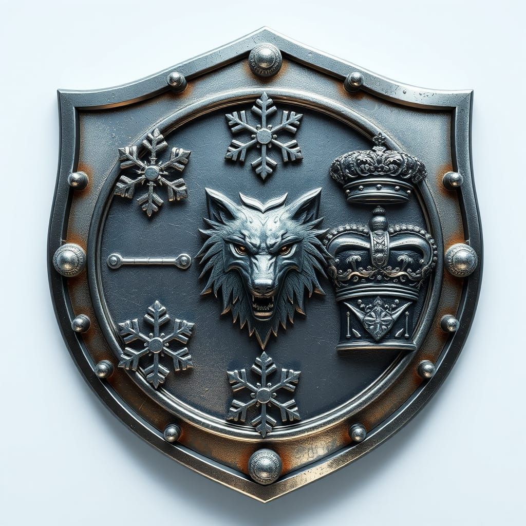 Metal Frostbite Guard Emblem with Snowflakes and Regal Crown