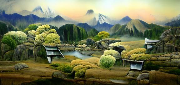 Serene Japanese Landscape with Cherry Blossoms