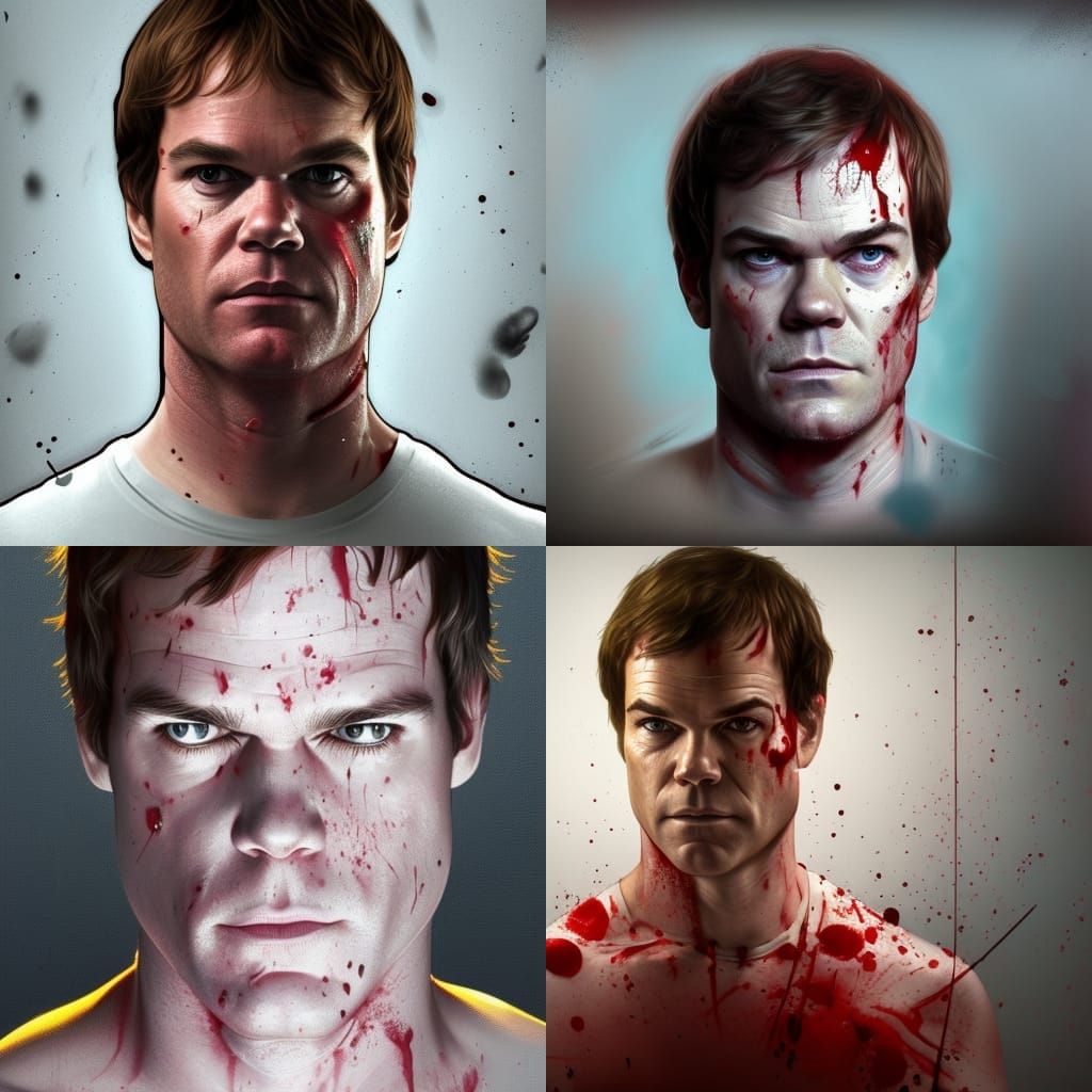 Hyperrealistic Portrait of Dexter Morgan with Knife