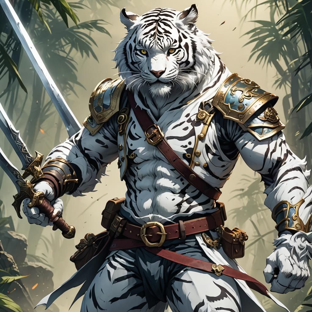 Anime White Tiger Pirate Hunter with Sword