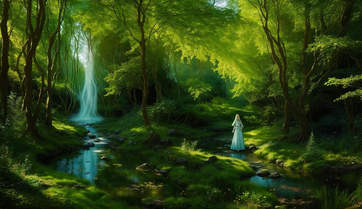 Galadriel in Rivendell: A Photorealistic Forest Scene