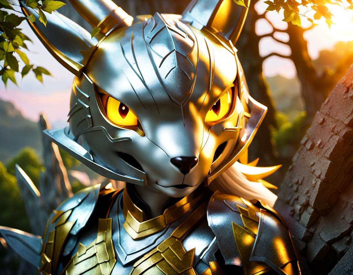 Epic Anthro Female Renamon in Mystical Armor