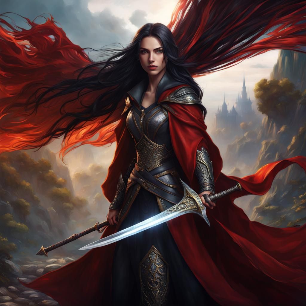 Warrior Girl with Swords, Fantasy Concept Art