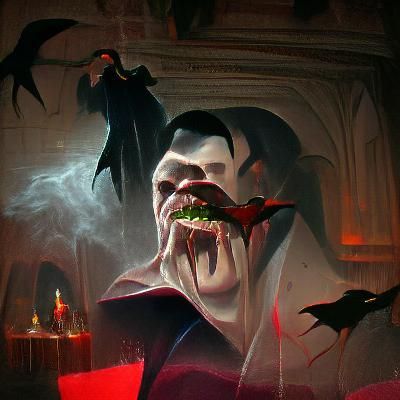 Dracula's Sinister Feast: A Dark Fantasy Scene
