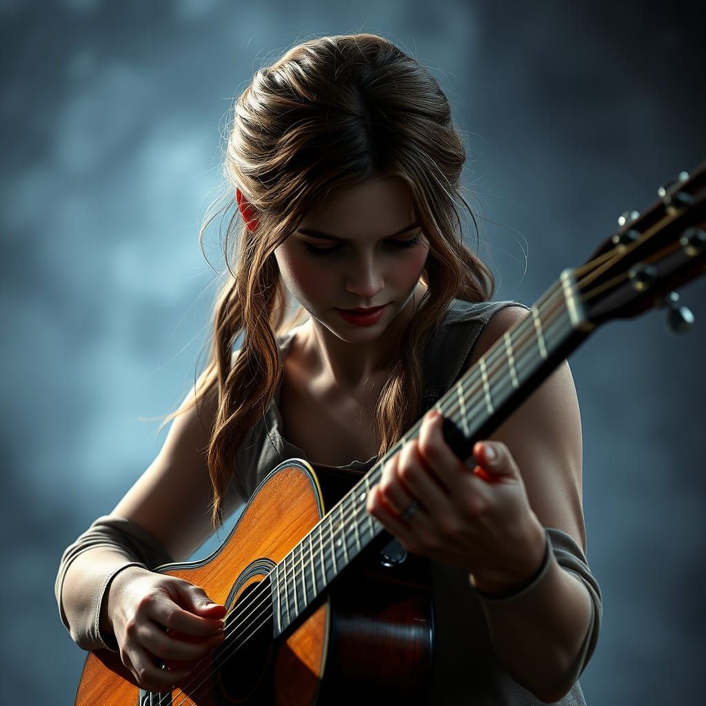 Ethereal Ellie Plays Acoustic Guitar in Enchanted Forest