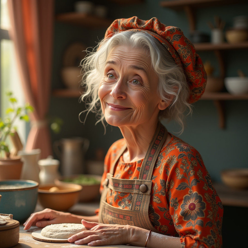 Cheerful Baker in Whimsical Ghibli World