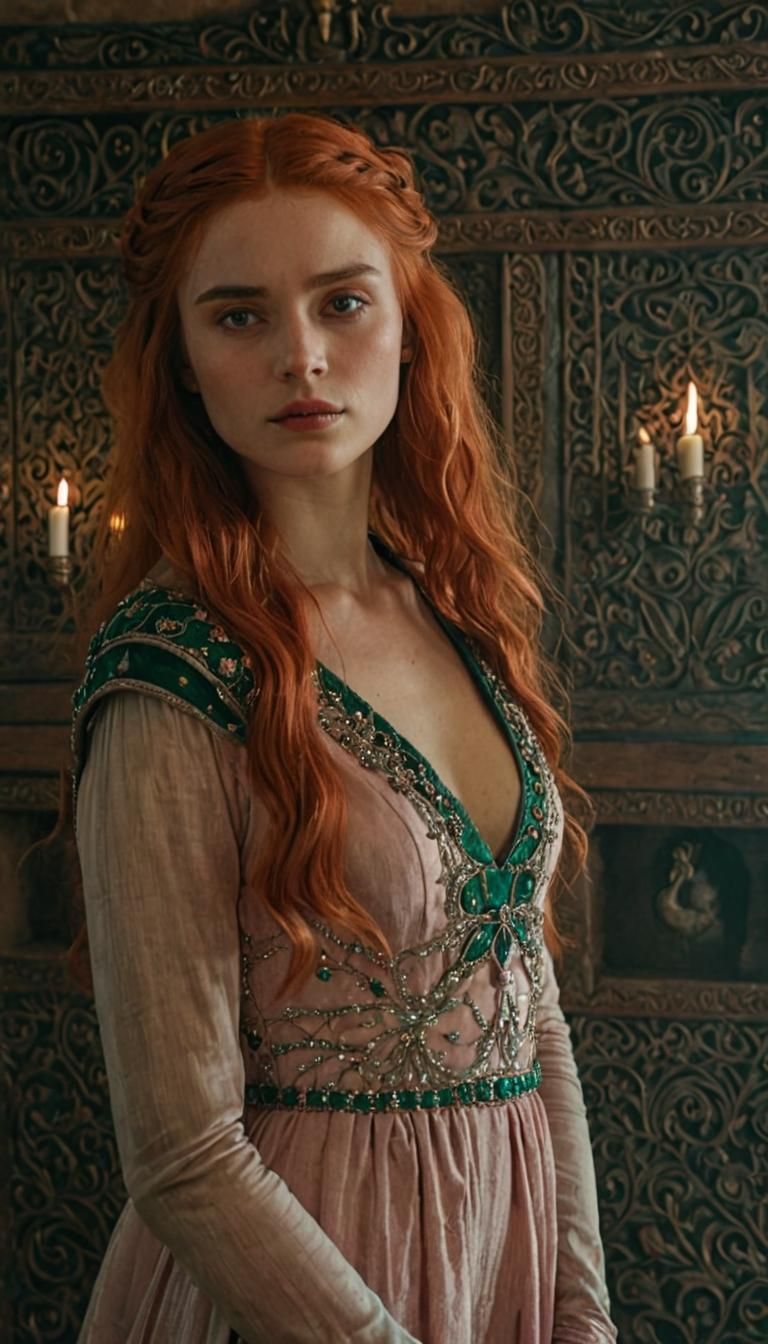 Medieval Lady Amber Hightower in Pink Dress