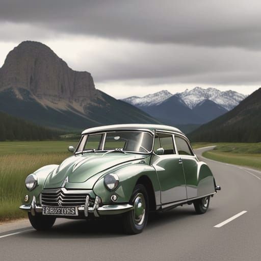 Hyperrealistic Citroën DS in Stunning Landscape
