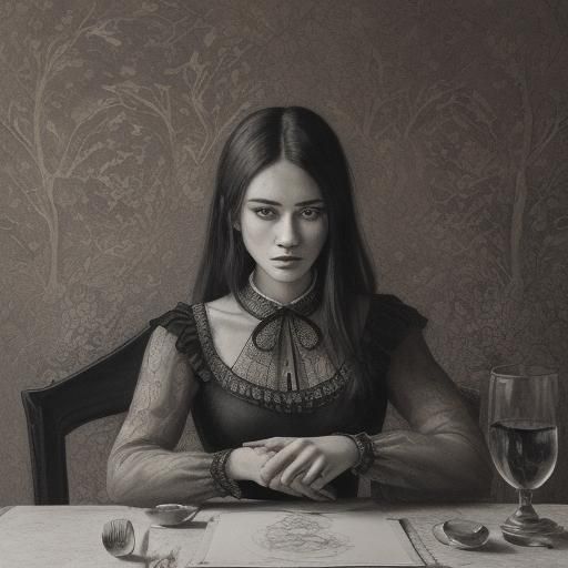 Nightmarish Dining Room in Black and White