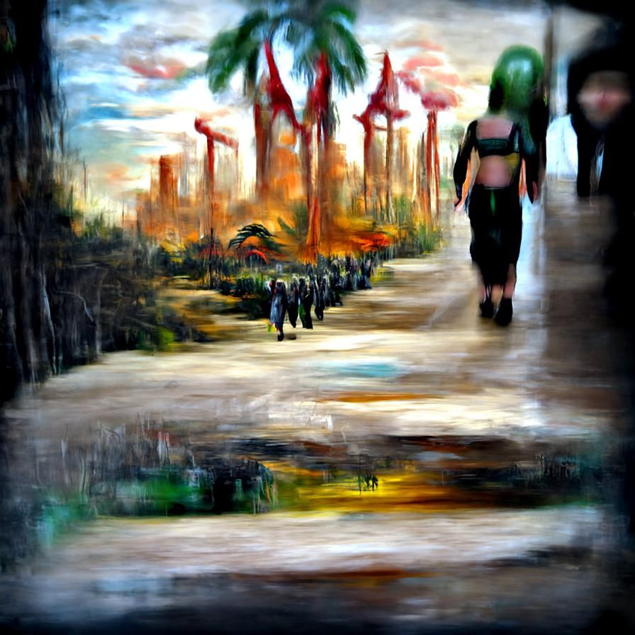 Dystopian Paradise: Out of Focus Oil Canvas