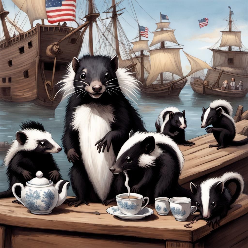 Skunks Reenact the Boston Tea Party