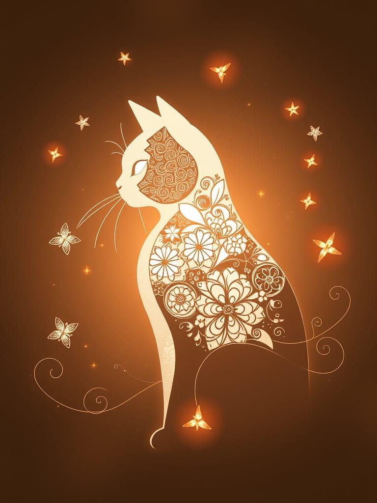 Whimsical Zentangle Dreamscape with Glowing Threads and Fire...