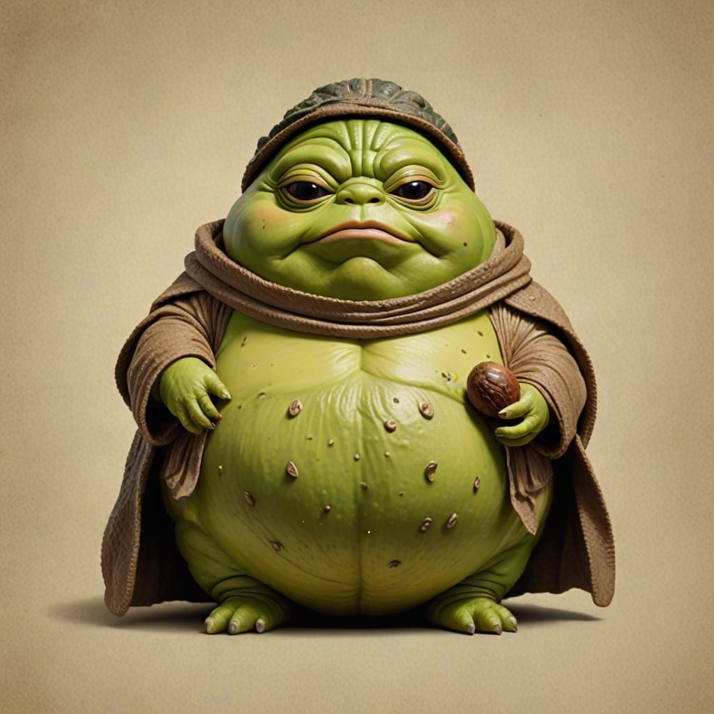 Surreal Avocado as Jabba the Hutt in Grotesque Fashion