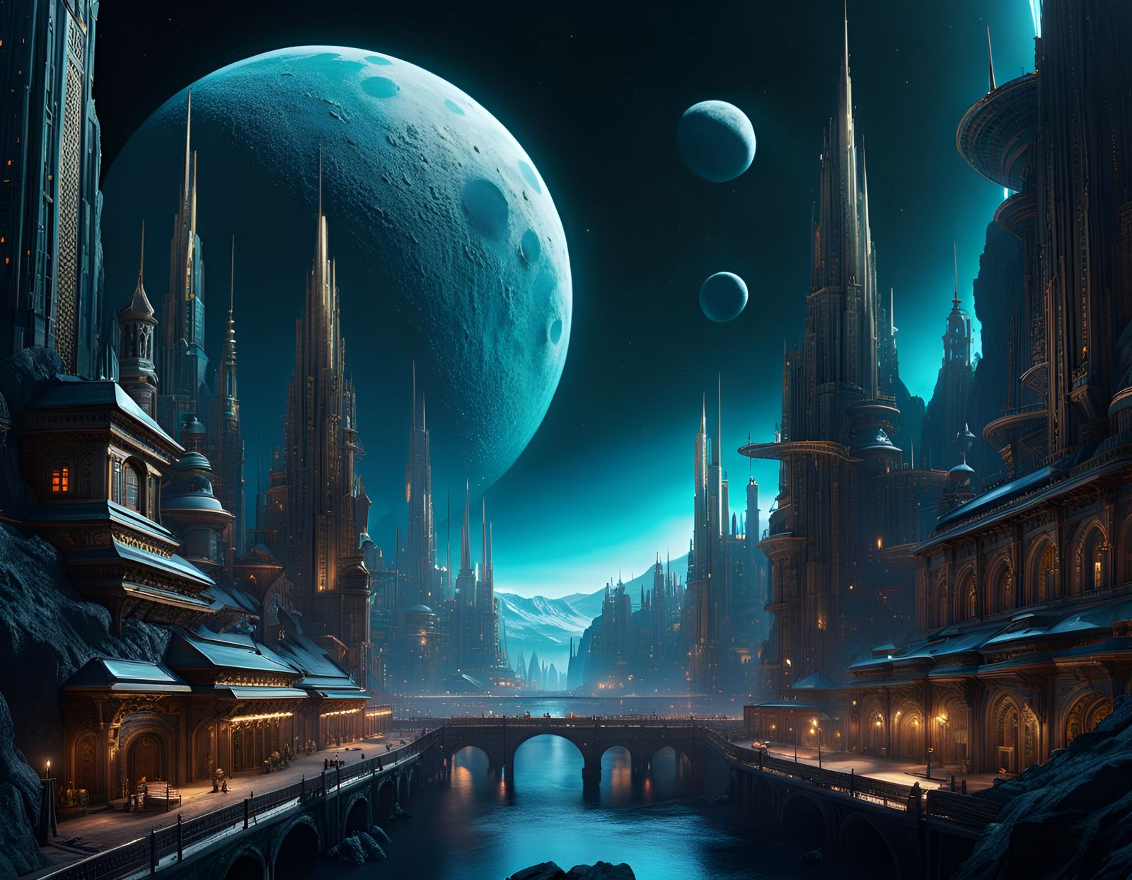 City on the Moon: Detailed Matte Painting